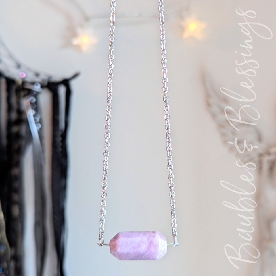 Simple Lepidolite Necklace: Heart & Higher Chakras
