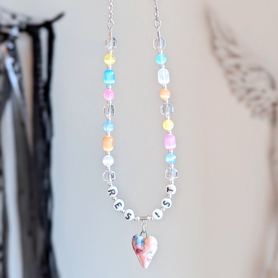 RESERVED for D: RESIST Necklace + 3" Extender