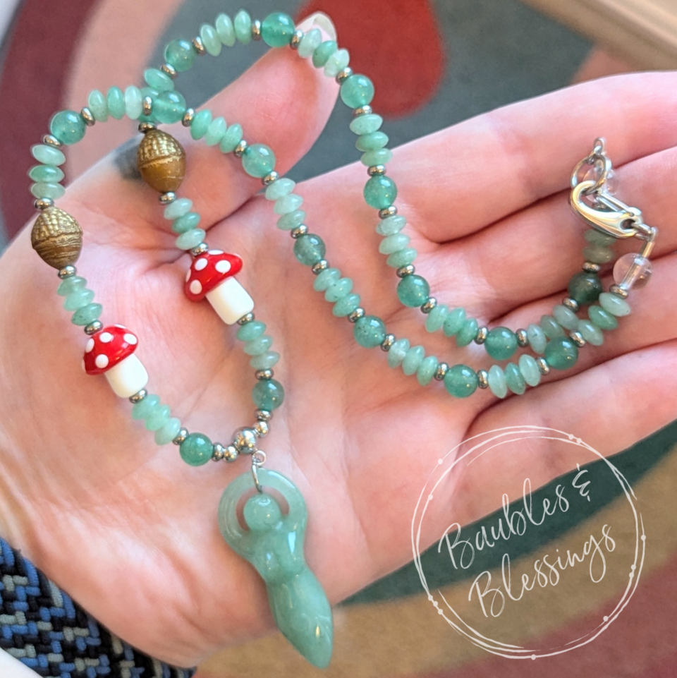 Earthy Goddess Necklace with Aventurine & Mushies