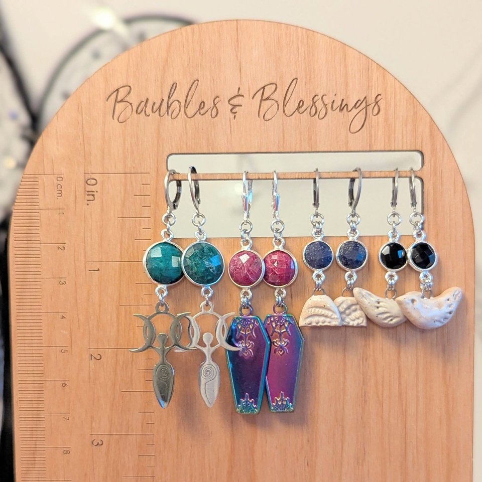 Colorful Electroplated Coffin Earrings with Rubies