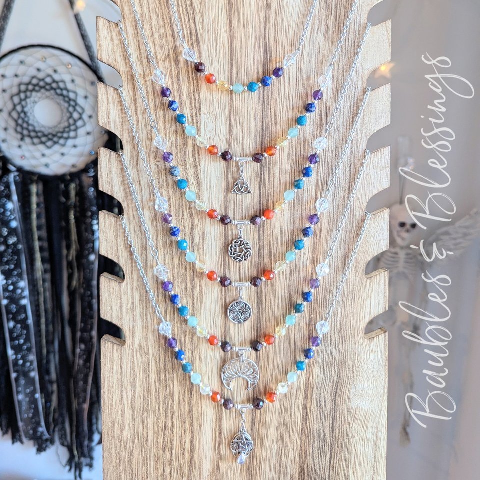 RESERVED for S: Chakra Necklace with Triquetra
