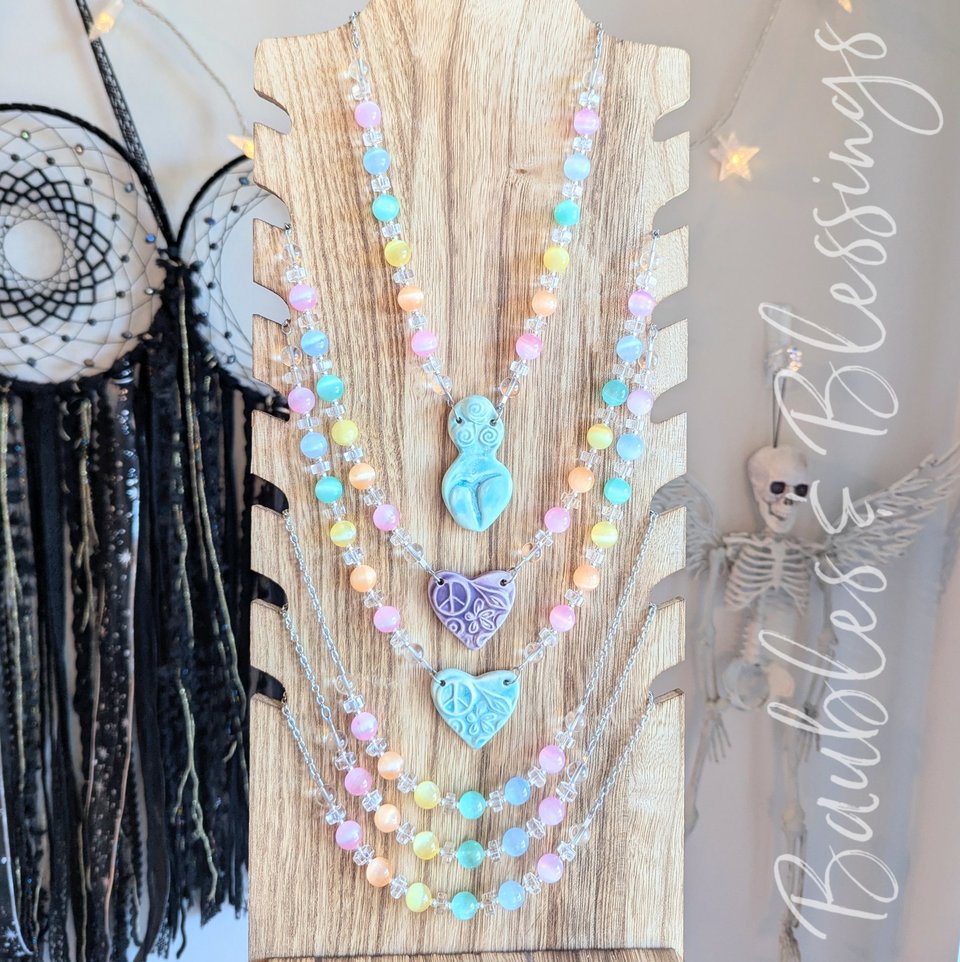 RESERVED for G: Selenite Necklace with Purple Heart