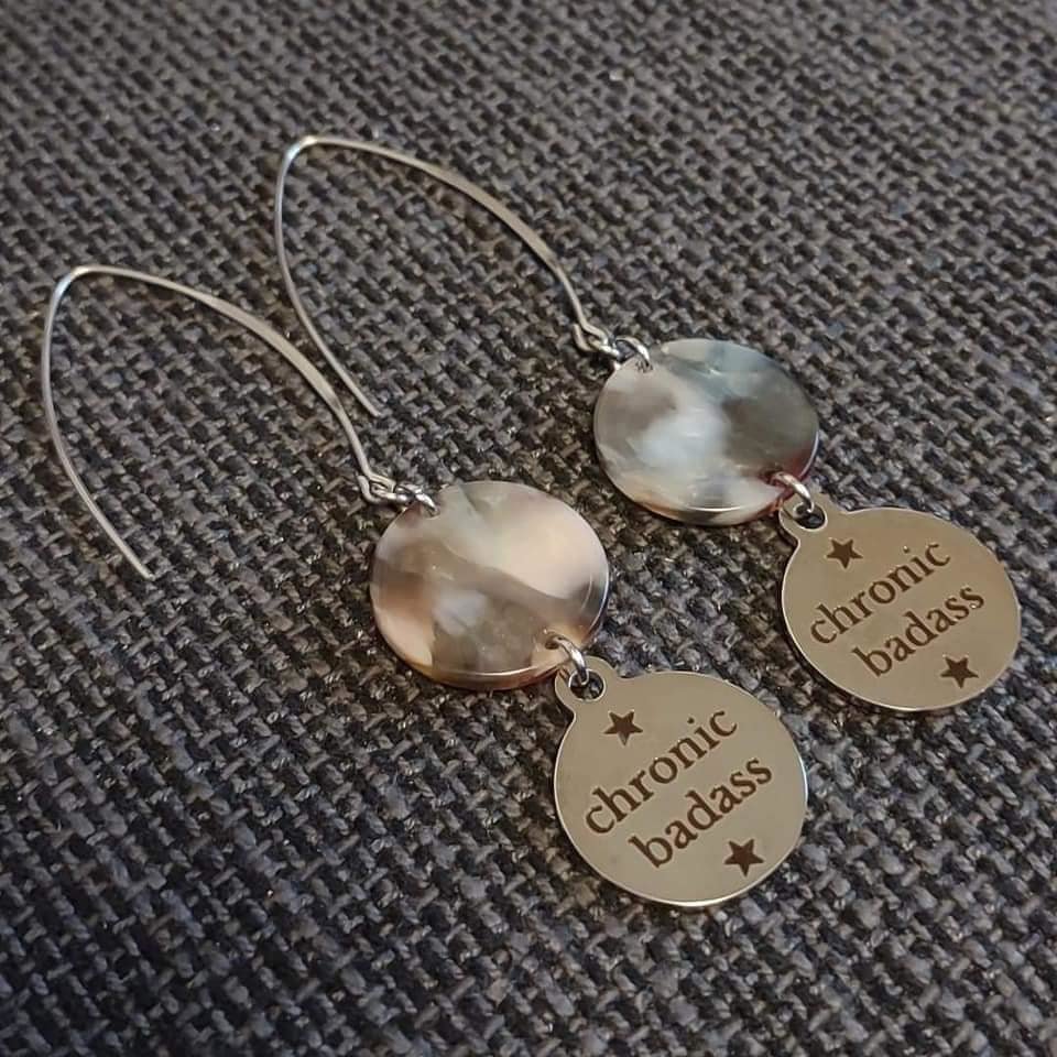 Acetate & Stainless Steel "Chronic Badass" Earrings
