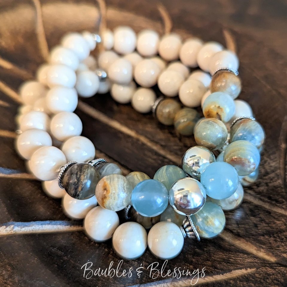 RESERVED for E: Copy, Lemurian Calcite Bracelet