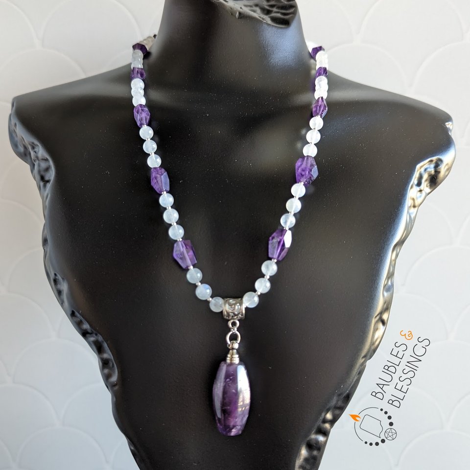 Stimmy Amethyst Bottle Necklace with Rainbow Moonstone