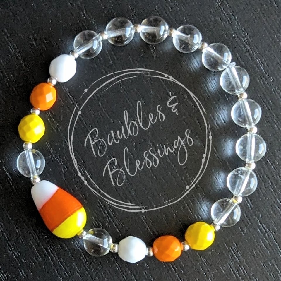Fun Candy Corn Bracelet with Quartz or Onyx (MTO)
