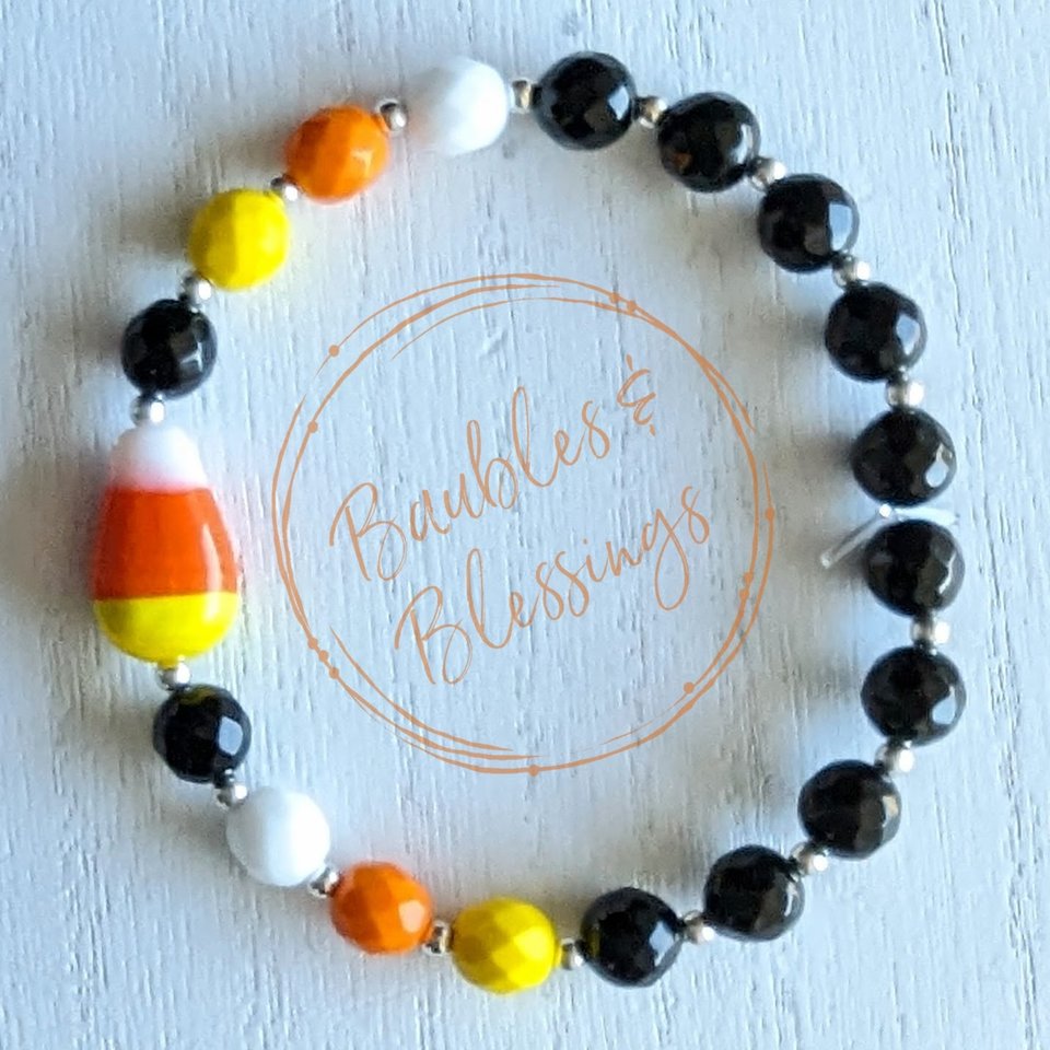 Fun Candy Corn Bracelet with Quartz or Onyx (MTO)