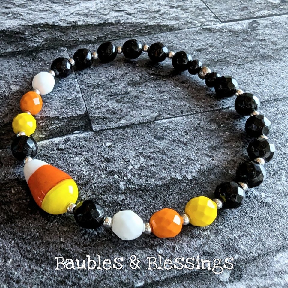 Fun Candy Corn Bracelet with Quartz or Onyx (MTO)