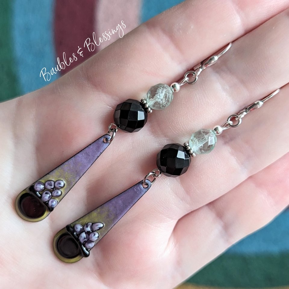 Witchy Cauldron Earrings with Onyx & Fluorite