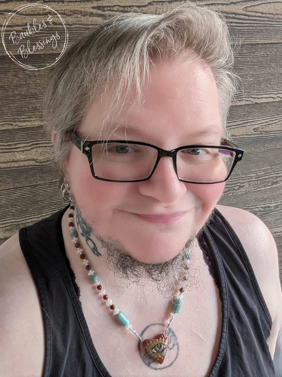 Eye Love You Necklace with Apple Jasper, Amazonite & Moonstone