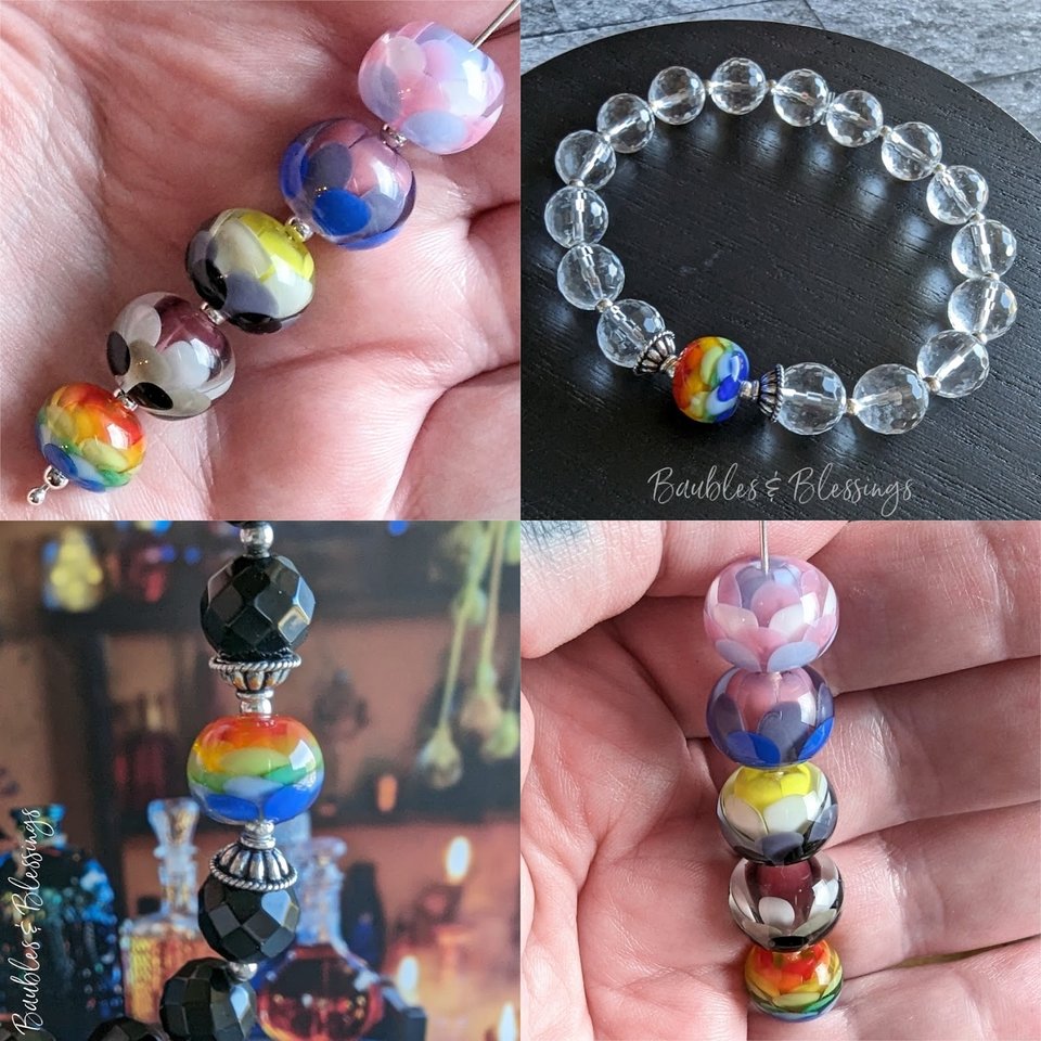 Elegant Rainbow Flower Bracelet with Quartz or Onyx (MTO)