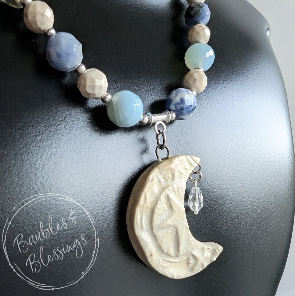 RESERVED for L: DISCOUNTED Owl & Crescent Moon Necklace