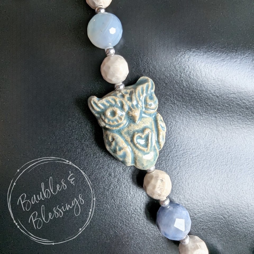 RESERVED for L: DISCOUNTED Owl & Crescent Moon Necklace