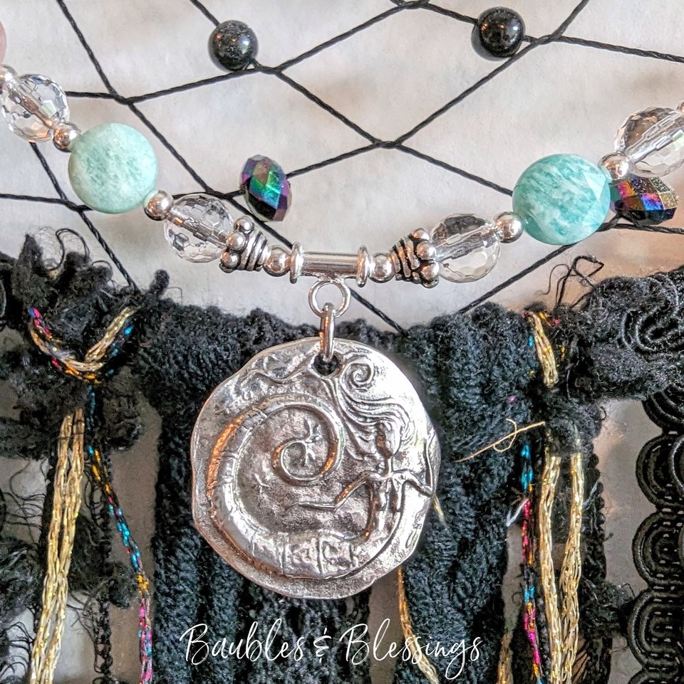 Mermaid Necklace with Apatite, Amazonite & Lepidolite