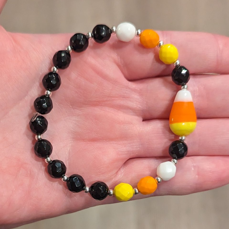RESERVED for B: Onyx Candy Corn Bracelet