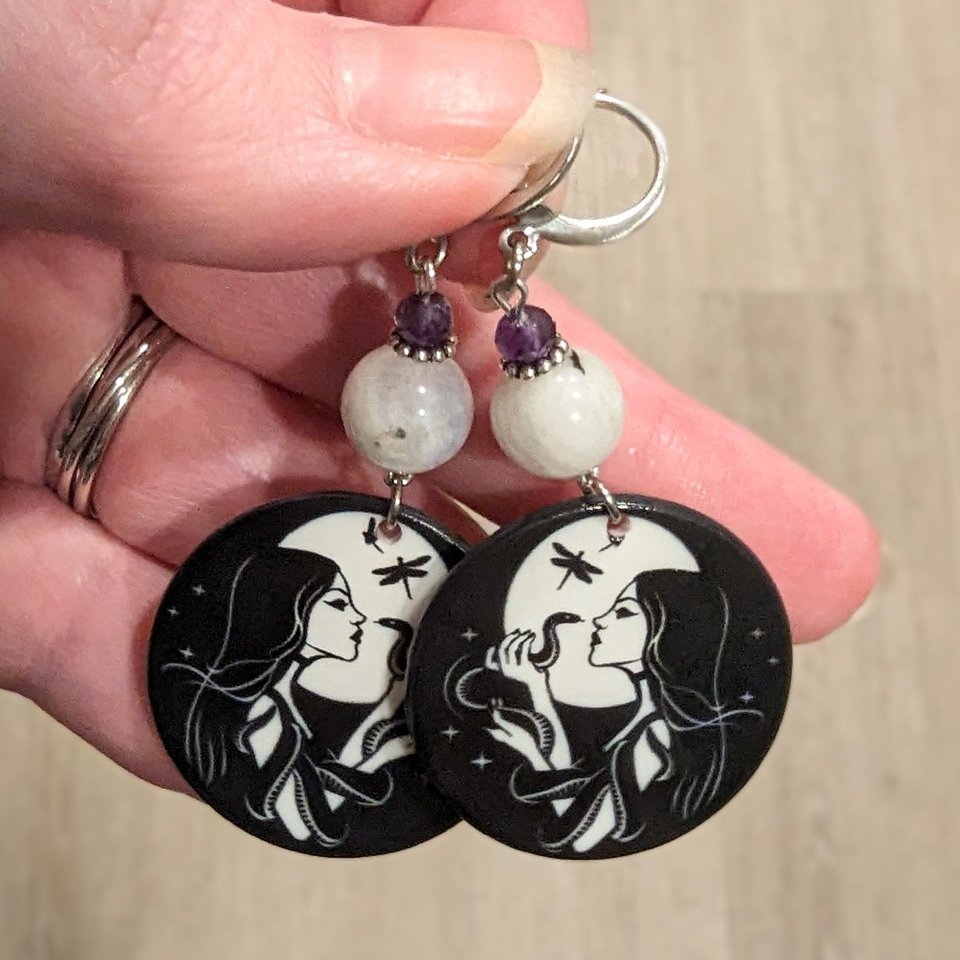 RESERVED for K: Witchy Moon Earrings