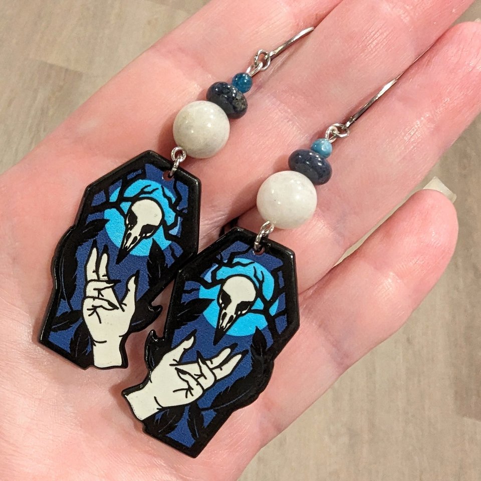 RESERVED for A: Blue Coffin Earrings