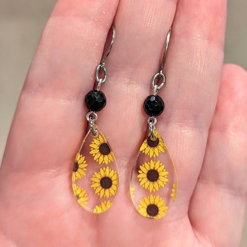 RESERVED for K: Mini Sunflower Earrings w/ POSTS