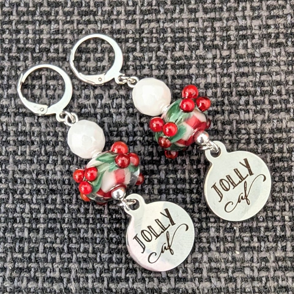 RESERVED for L: CUSTOM Jolly AF Holly Earrings 