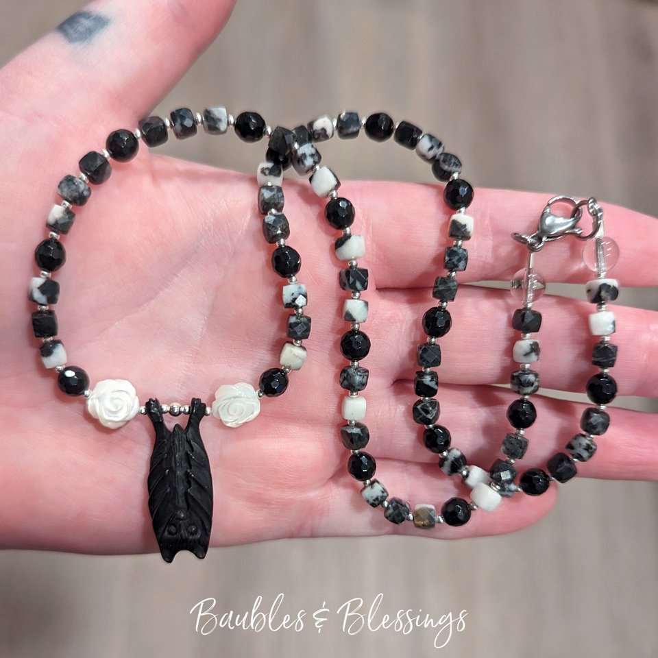 RESERVED for E: COPY, Zebra Jasper Batty Necklace
