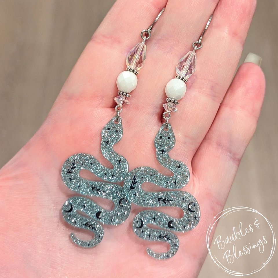 RESERVED for L: Ice Serpent Earrings