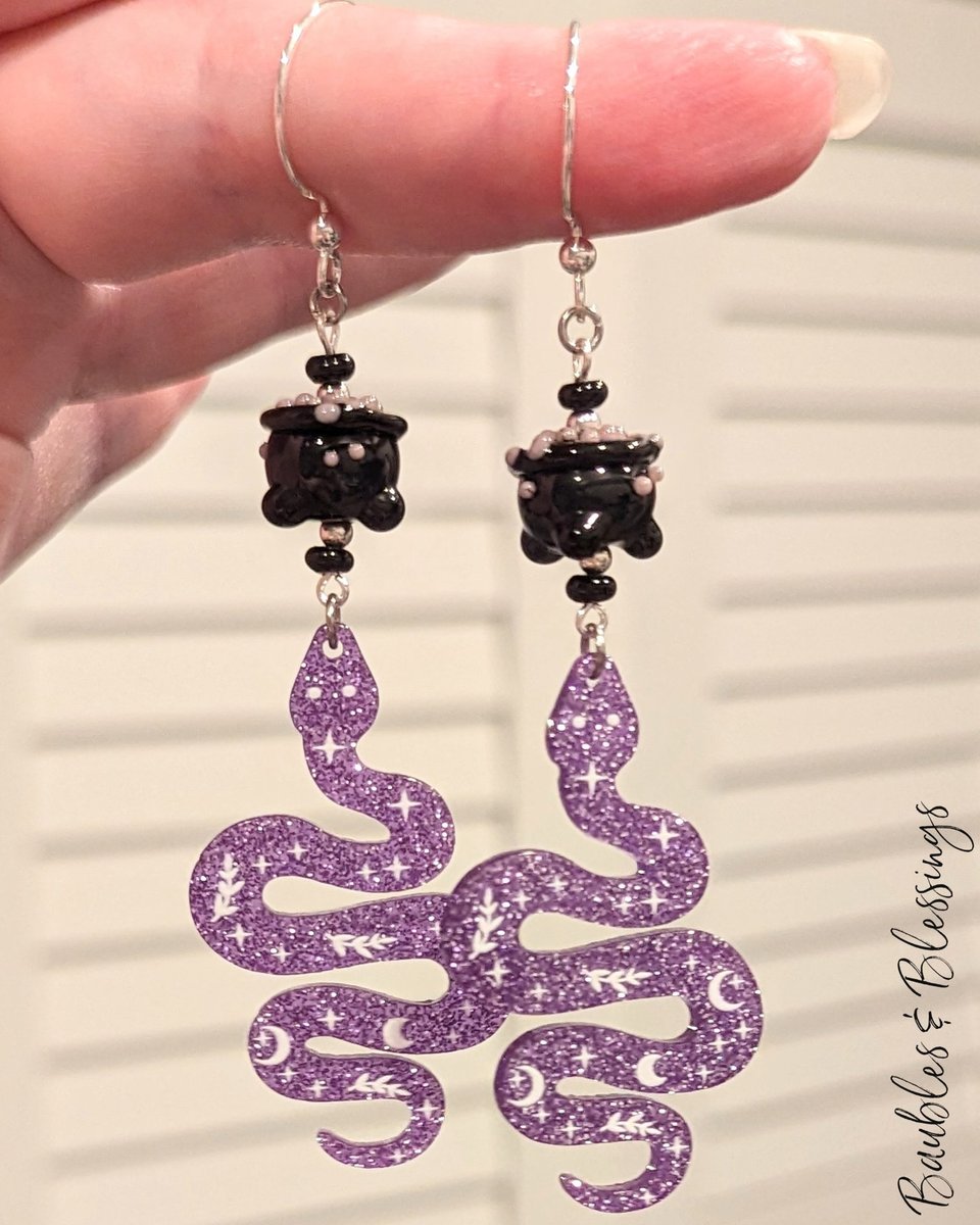 RESERVED for S: Custom Purple Snake Earrings