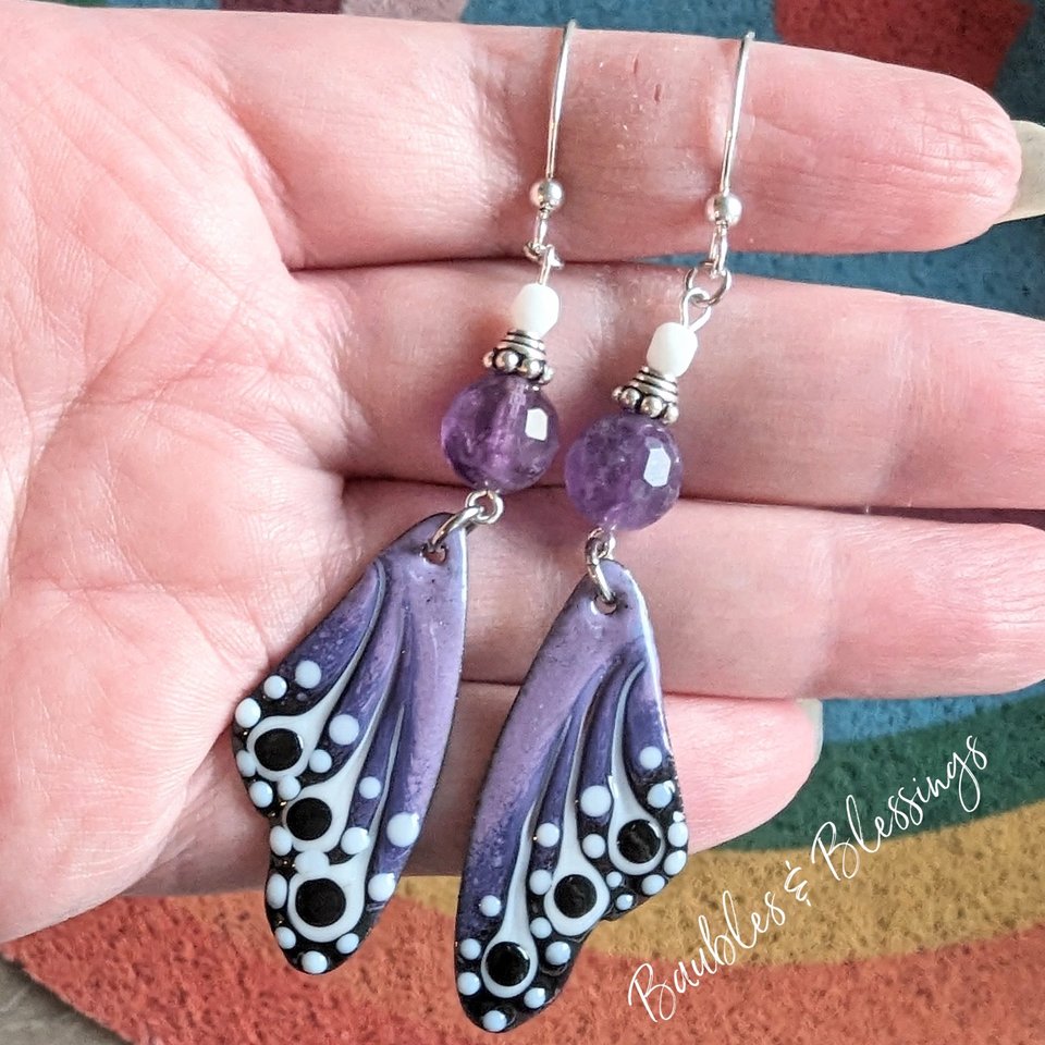 RESERVED for E: Copy, Amethyst Butterfly Earrings