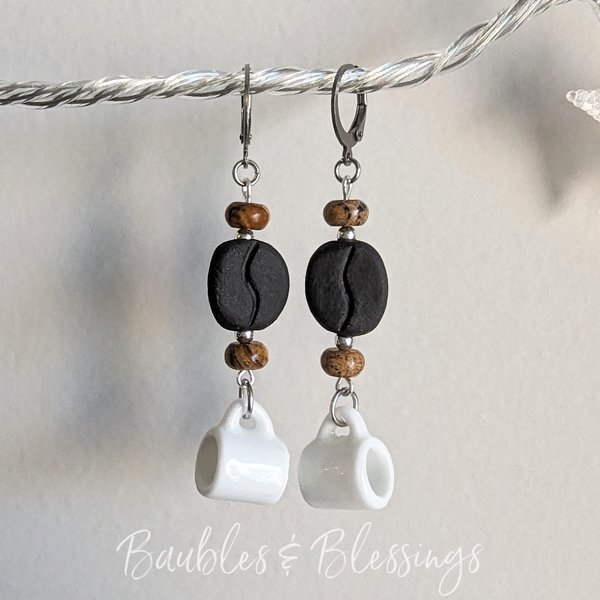 Coffee Earrings & Pendants with Handmade Beads