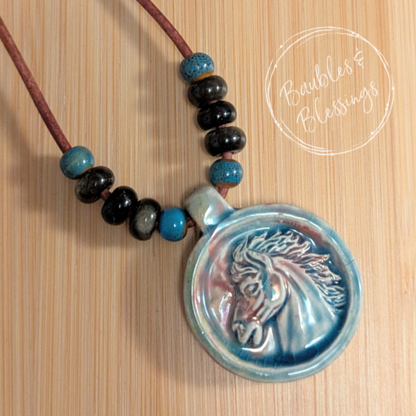 RESERVED for P: Horse Necklace with Golden Sheen Obsidian