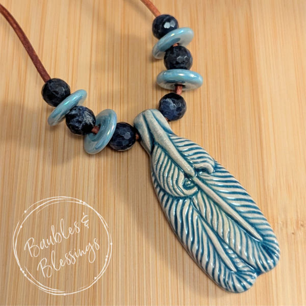 Fidget-Friendly Peruvian Ceramic Feather Necklace