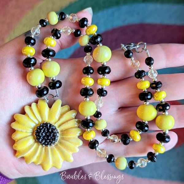 RESERVED for N: Custom Copy, Sunflower Necklace