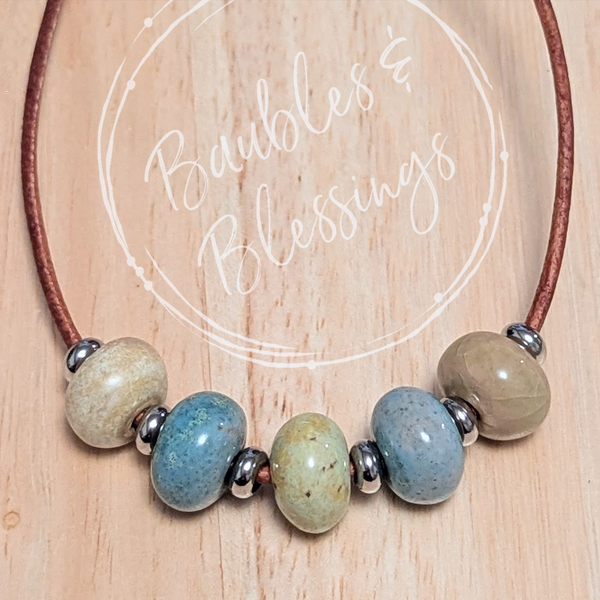 Fidget-Friendly Blue & Green Ceramic Necklace