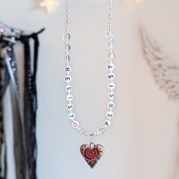 RESERVED for D: RESIST/PERSIST Necklace + 3" Extender
