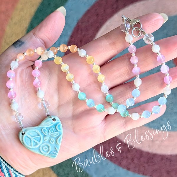 RESERVED for A: Rainbow Selenite Necklace (MTO)