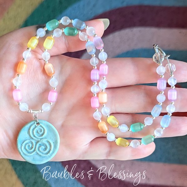 RESERVED for S: MTO Triskele Necklace with Selenite