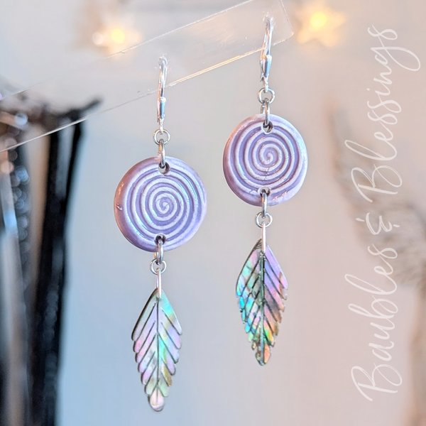 RESERVED for D: Lavender Spiral Earrings 
