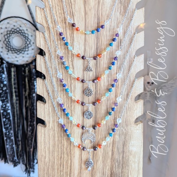 RESERVED for M: Chakra Necklace with Lotus Crescent