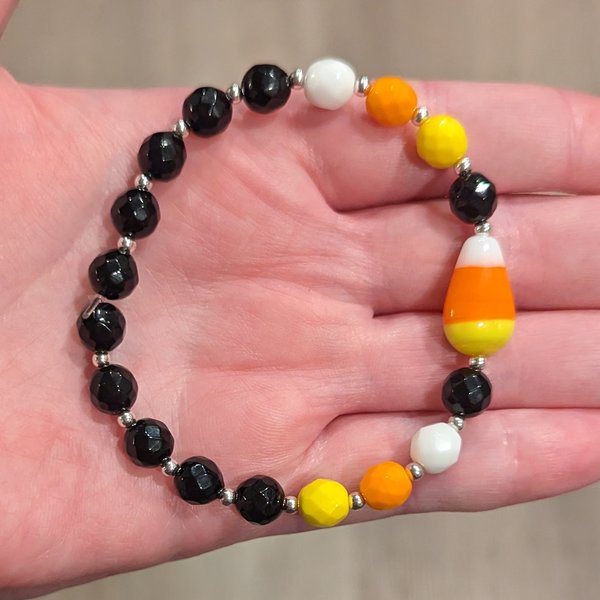 RESERVED for B: Onyx Candy Corn Bracelet