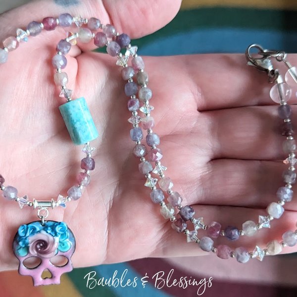 RESERVED for S: Lampwork Sugar Skull Necklace